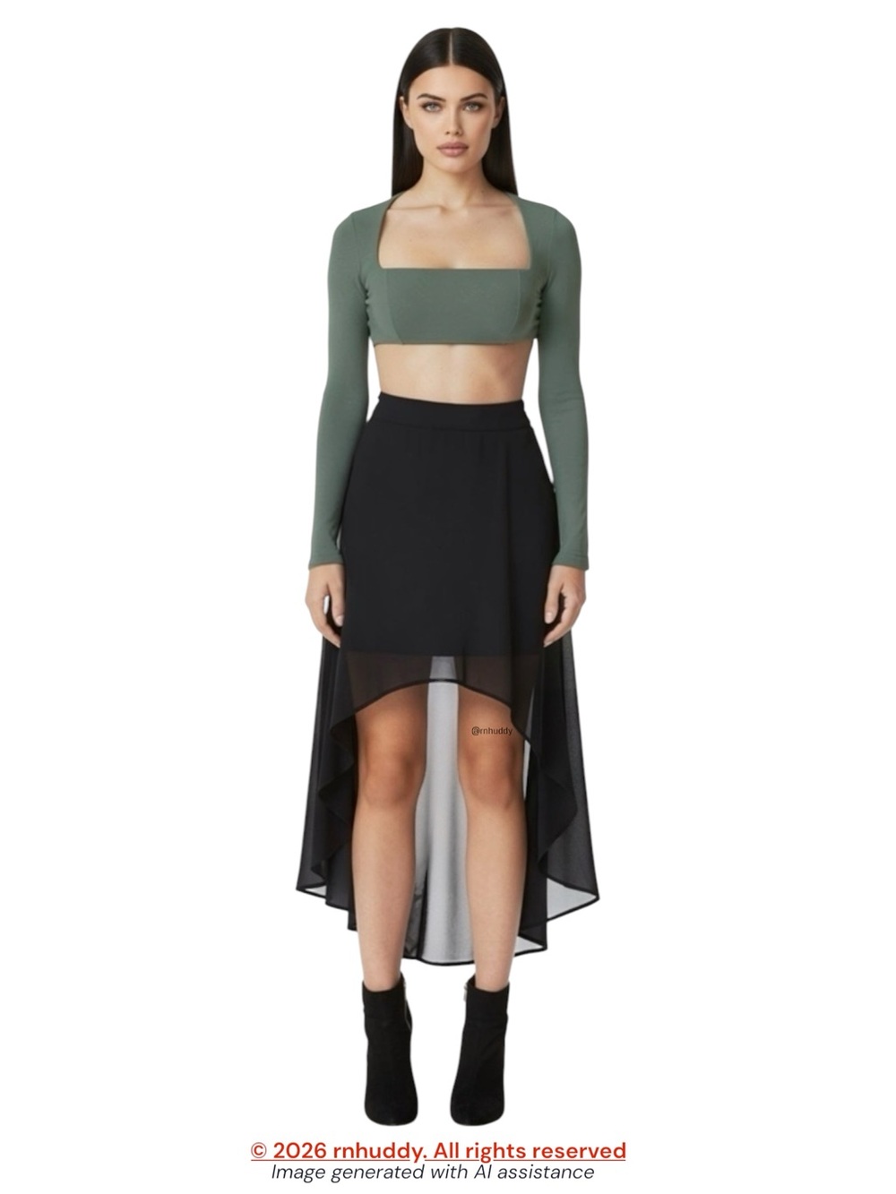 Guess L black high low skirt